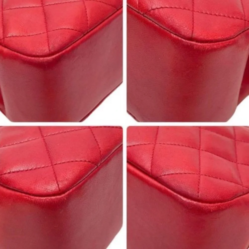 Chanel (Rare-vintage) Red Lambskin Matelasse Chain Shoulder Bag - AB condition - Picture 4 of 9
